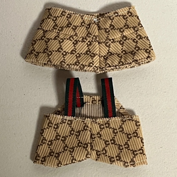 Designer Overalls Sneakers Bucket Hat 3 Piece Outfit For Labubu Tan Red Green - Picture 3 of 5